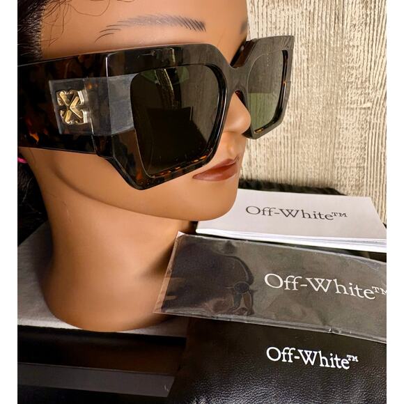 NEW Off-White Unisex Sunglasses - Dover, Havana Green. - Picture 3 of 8